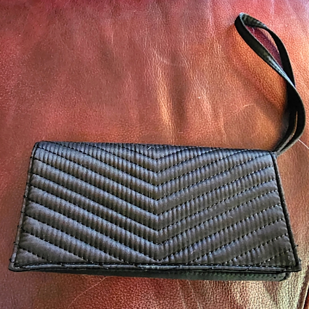 Neiman Marcus Black Satin Evening Bag Wristlet / Clutch - Picture 1 of 9